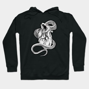 Dark art snake coiled around heart Hoodie